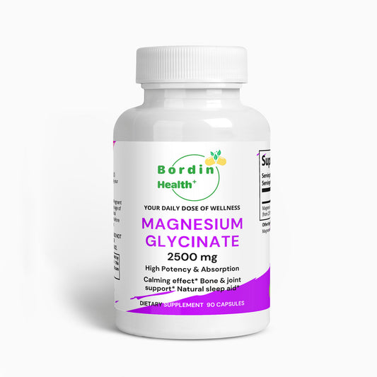 Bordin Health Magnesium Glycinate 2500mg - High Absorption Bisglycinate for Sleep, Calm & Bone Support - 275mg Elemental per Serving - 90 Vegan Capsules (30 Day Supply) - Non-Laxative.