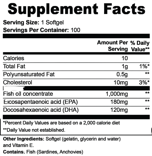 Bordin Health Premium Omega-3 Triple Strength Fish Oil 1000mg - Pharmaceutical Grade EPA 180mg DHA 120mg - Wild-Caught Deep Sea Fish - Molecularly Distilled, Burpless - 100 Softgels - Made in USA