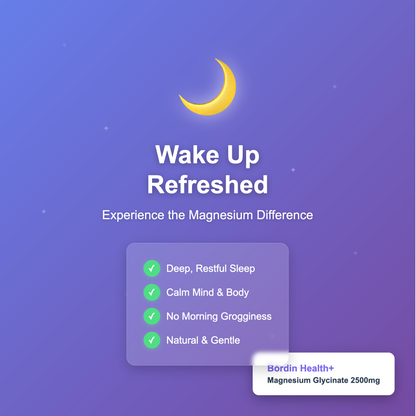 Bordin Health Magnesium Glycinate 2500mg - High Absorption Bisglycinate for Sleep, Calm & Bone Support - 275mg Elemental per Serving - 90 Vegan Capsules (30 Day Supply) - Non-Laxative.